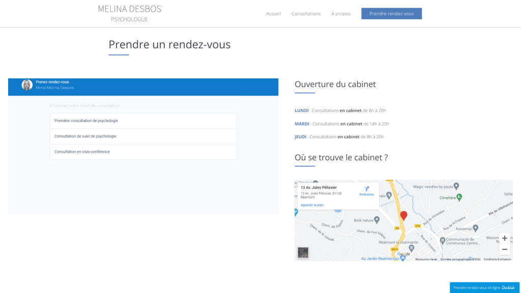 Prendre RDV Mélina Desbos