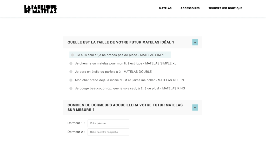Questionnaire Fabrique de Matelas