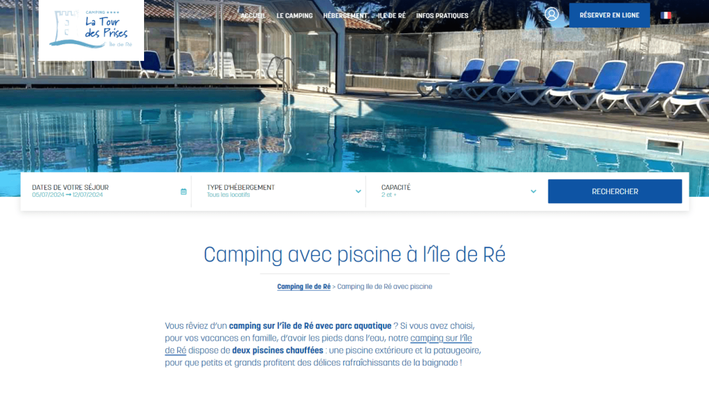 Page Camping Les Prises