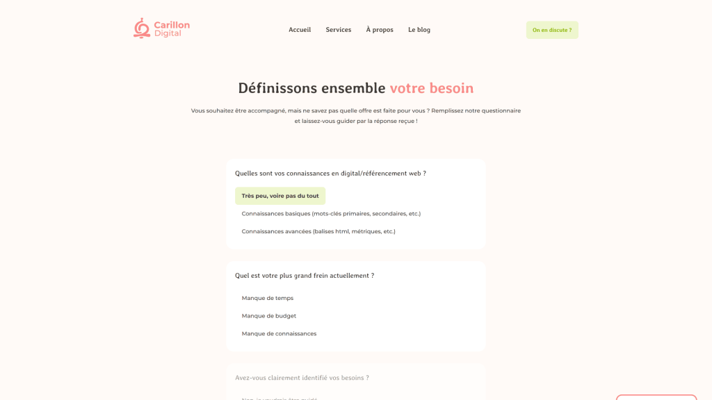 questionnaire Le Carillon Digital